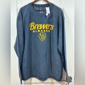 Milwaukee Brewers G-III Women's Navy Corduroy Pullover Sweatshirt, Sz 2XL